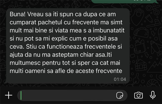 Mesaj primit de la o clientă